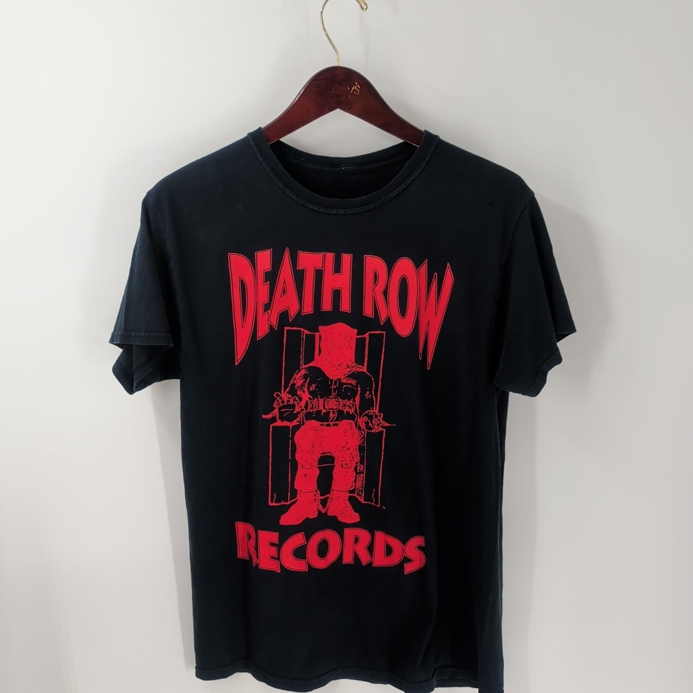 Vintage Y2K Death Row Records Retro Graphic Short Sleeve‎ Crewneck T-Shirt Black